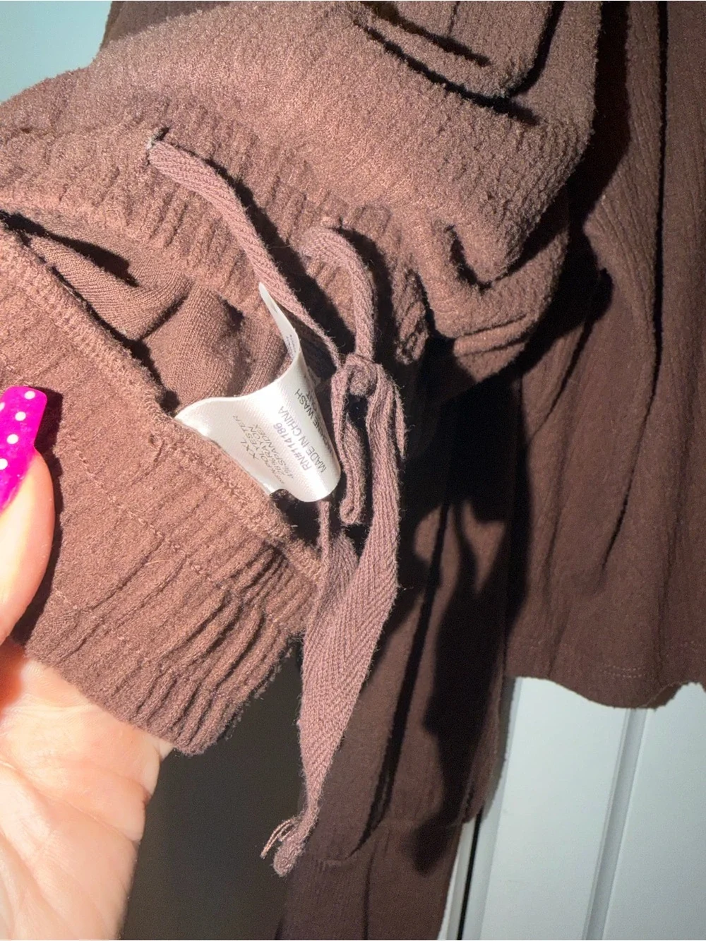 Adyson Parker Brown Ribbed Lounge Top & wide leg pant Set